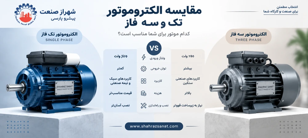 مقایسه الکتروموتور تک فاز و سه فاز